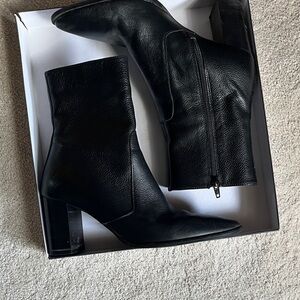 Super cute!!!!  Coach and Four Black Leather Ankle Boots with Side Zip